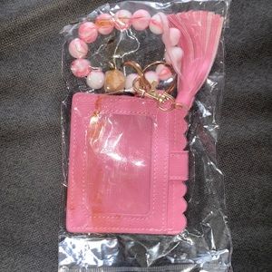 Pink/white marble wristlet